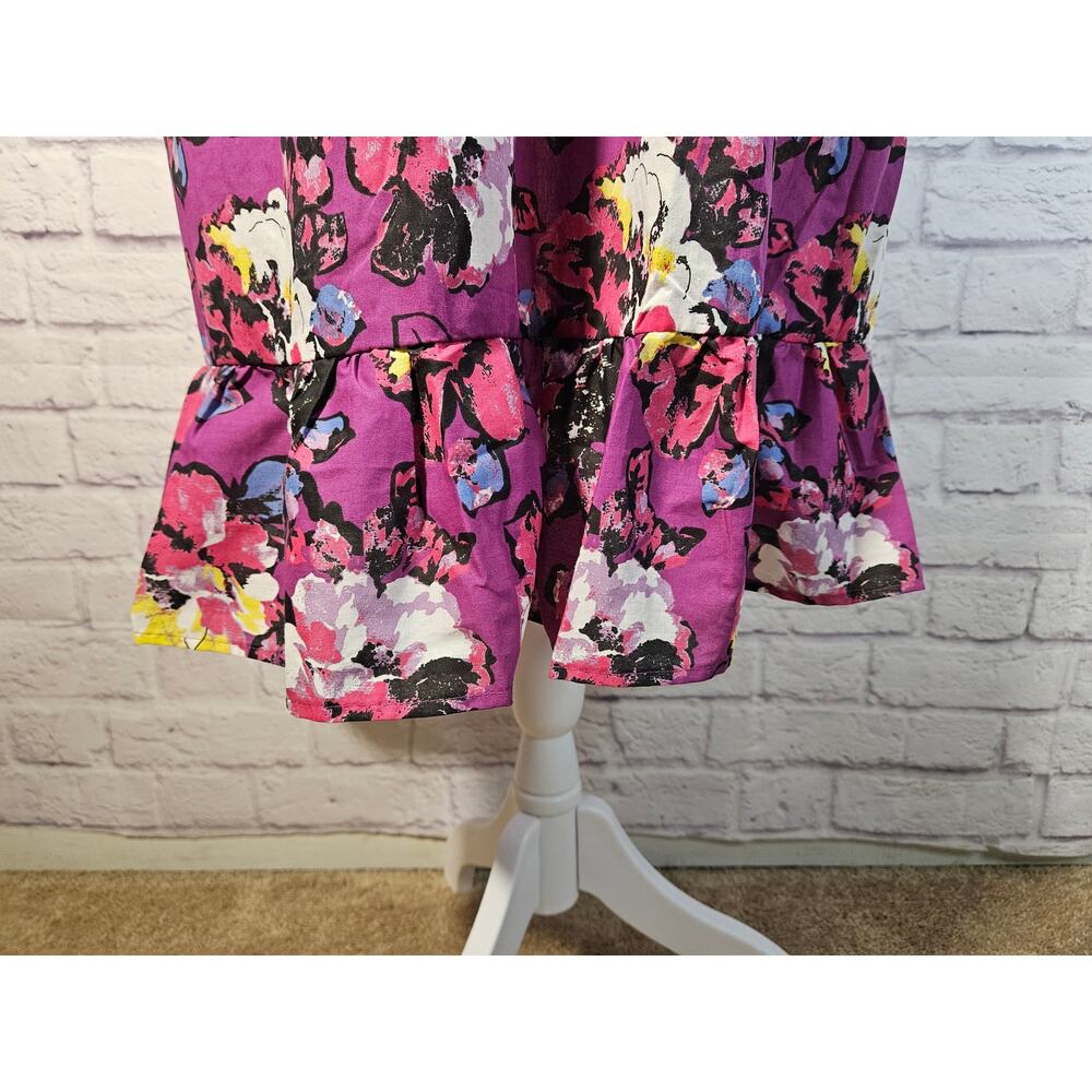 Anthony Richards Purple Floral Mumu Dress‎ Size XL New Lightweight Short Sleeve - Picture 5 of 11